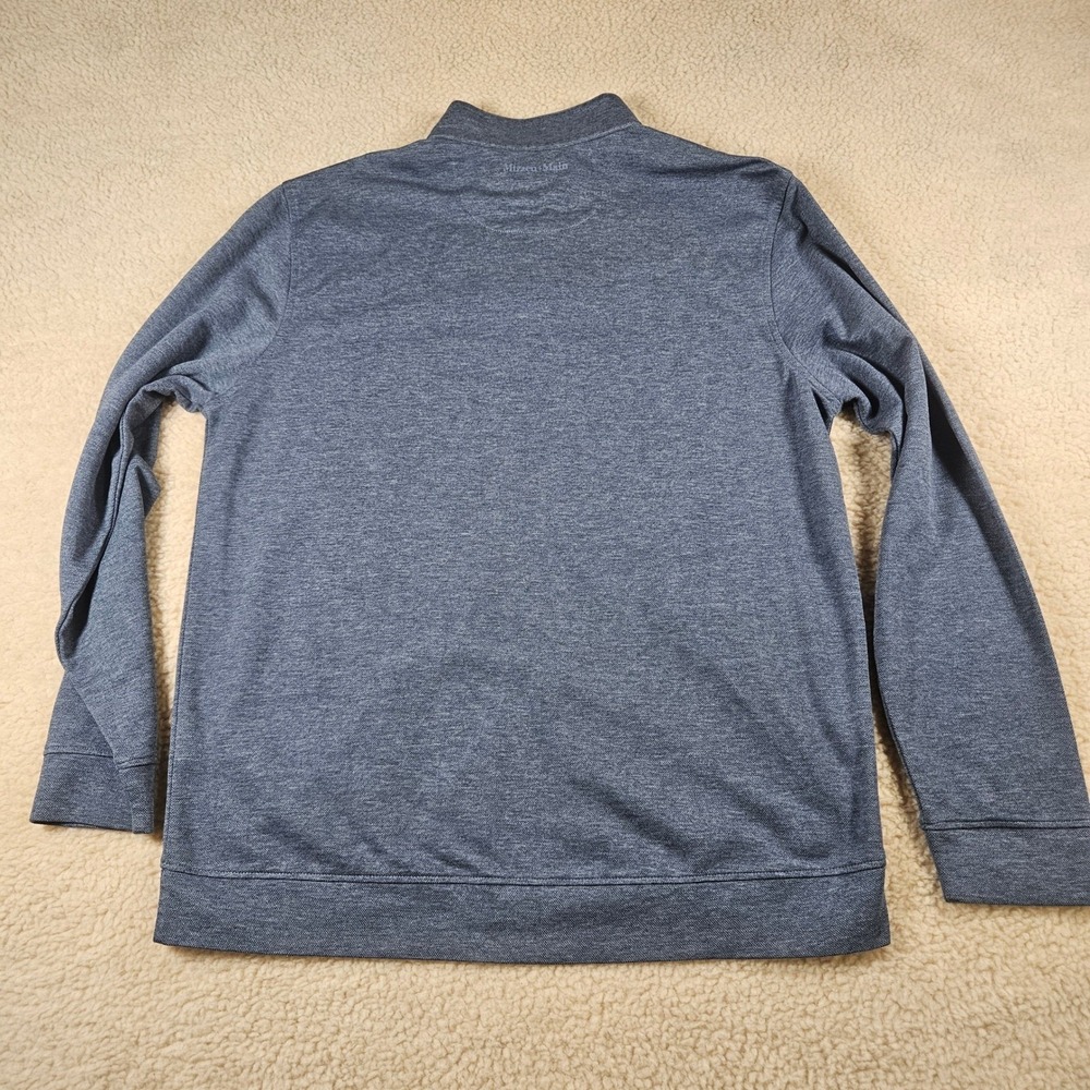 Mizzen+Main Quarter Zip Pullover Mens L Blue Heather Stretch Knit Coastal Preppy - Picture 15 of 15